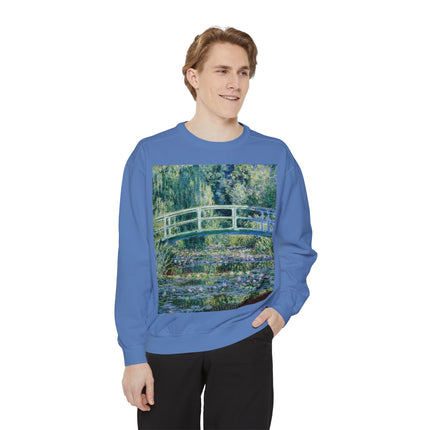 Water Lilies and Japanese Bridge by Claude Monet Unisex Garment-Dyed Sweatshirt