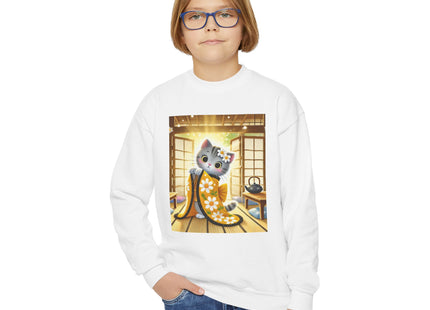 Playful Kitten in the Tea Room Youth Crewneck Sweatshirt