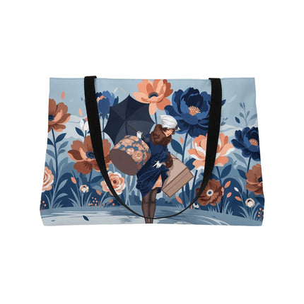 ☂️🌺 The Lady Of The Traveling Garden Weekender Tote Bag – Art Deco Floral Adventure