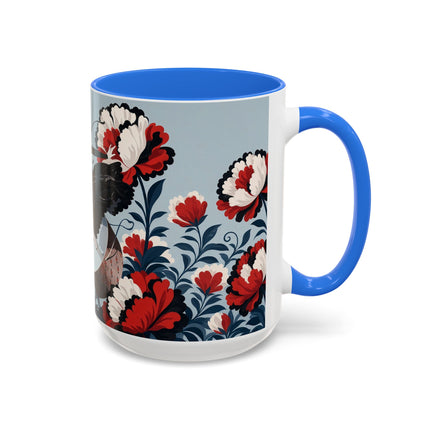 ❤️🌺 The Scarlet Blossom Dancer Colorful Mug – Art Deco Fashion Whimsy