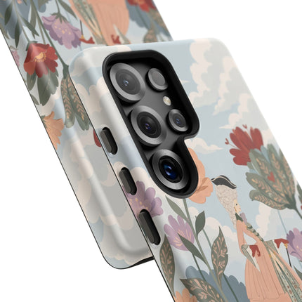 🌹🐈 The Lady And Puss In Boots Phone Case – Art Deco Floral Whimsy