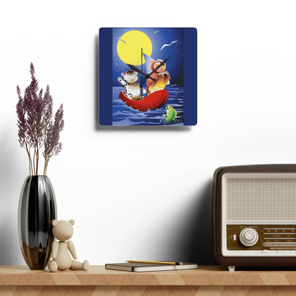 Embarking on a Moonlit Journey Acrylic Wall Clock, Round and Square