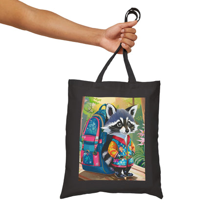 Baby Racoon Cotton Canvas Tote Bag