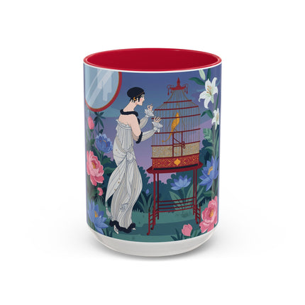Whispers to the Golden Songbird Colorful Mugs – Art Deco Garden Elegance