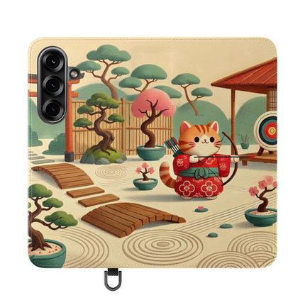 🏹🌸 Archer Kitten in the Zen Garden Flip Case – Focus, Whimsy & Zen Balance