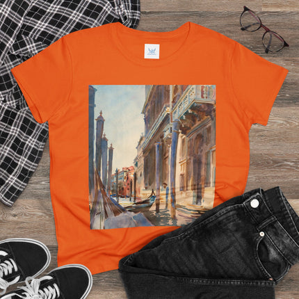 Gondola Moorings on the Grand Canal by John Singer Sargent Women's Midweight Cotton Tee