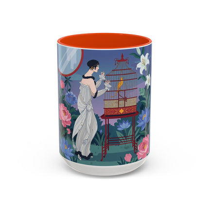 Whispers to the Golden Songbird Colorful Mugs – Art Deco Garden Elegance