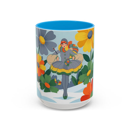 ❄️🌼 The Winter Flower Wanderer Colorful Mug – Colorful Art Deco Snow Fantasy
