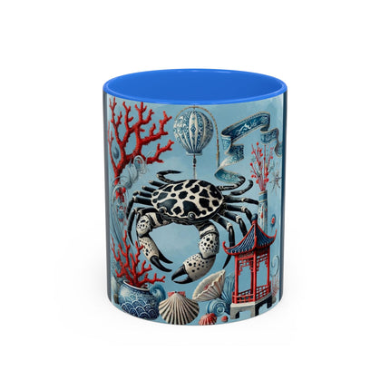 Spotted Crab & Pagoda Colorful Mug – Mystical Ocean & Asian Harmony