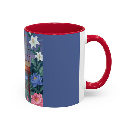 Whispers to the Golden Songbird Colorful Mugs – Art Deco Garden Elegance