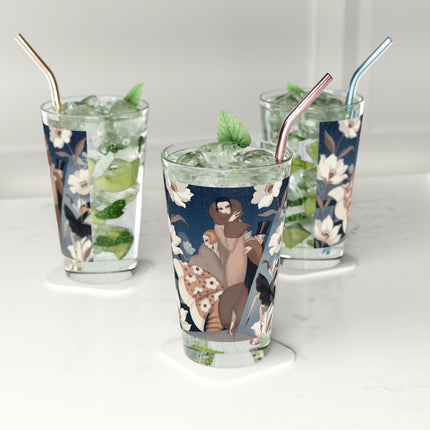 🌸✨ The Midnight Magnolia Masquerade Pint Glass – Art Deco Nocturne