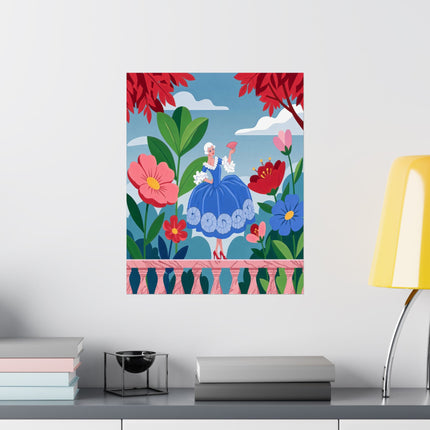 🌸🪭 The Lady Of The Grand Flower Terrace Matte Vertical Poster – Art Deco Floral Elegance