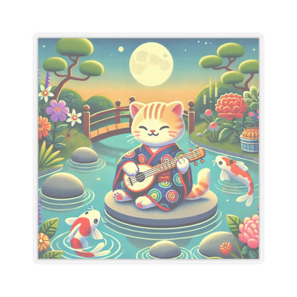 Melodic Kitten by the Koi Pond Kiss-Cut Stickers (4 Sizes)