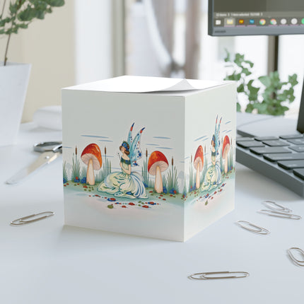 🌈☂️ Beneath The Rainbow Tree Note Cube – Art Deco Spring Fantasy
