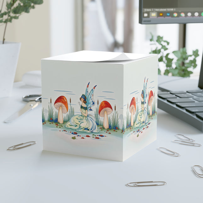 🌈☂️ Beneath The Rainbow Tree Note Cube – Art Deco Spring Fantasy