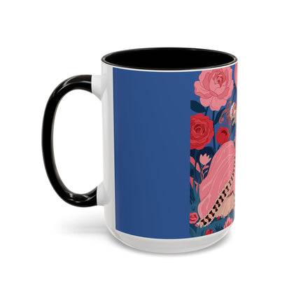The Lady And The Scarlet Macaw Colorful Mugs – Art Deco Floral Elegance