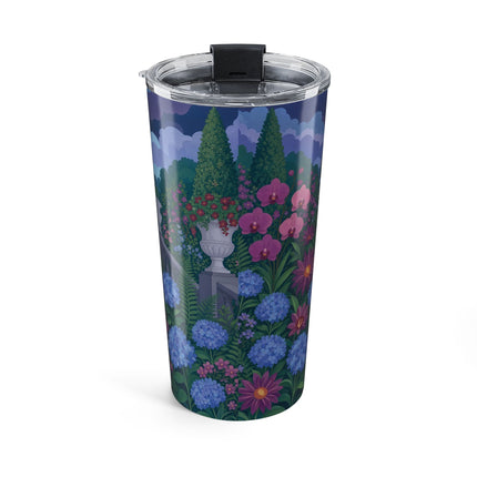 🦚🌸 The Peacock Garden Terrace Tumbler, 20oz – Art Deco Floral Elegance