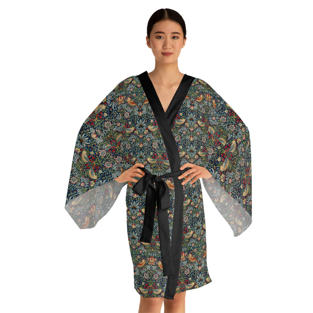 Strawberry Thief by William Morris Long Sleeve Kimono Robe (AOP)