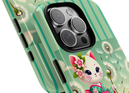 Geisha Kitten and the Dandelion Phone Cases
