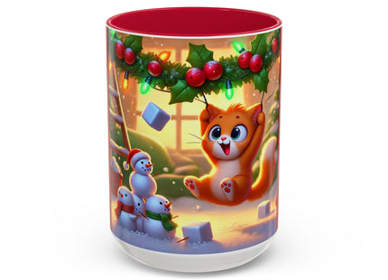 Naughty or Nice Kitten Christmas Colorful Mugs (11oz, 15oz)