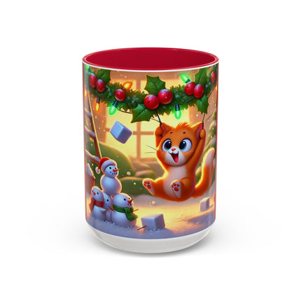 Naughty or Nice Kitten Christmas Colorful Mugs (11oz, 15oz)