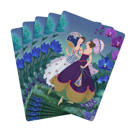 🌙🦚 The Ladies Of The Moonlit Garden Playing Cards – Art Deco Floral Elegance