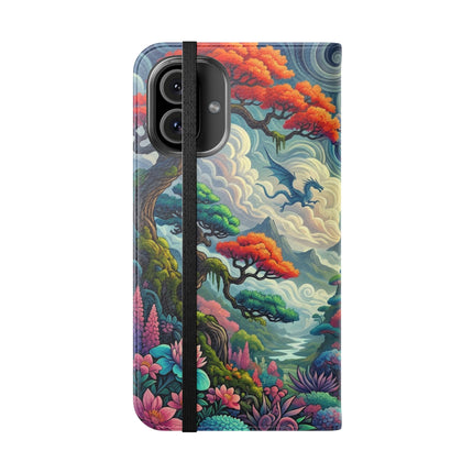 Mystic Guardian of the Sky Flip Case – Warrior Fairy & Turquoise Dragon