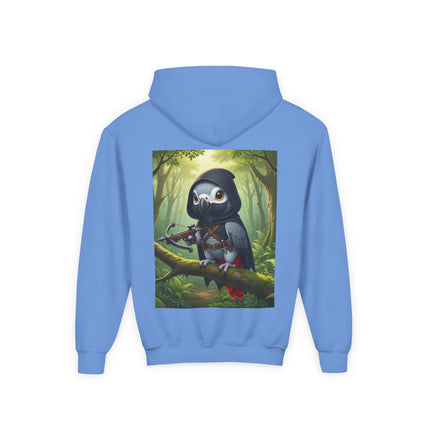 The African Grey Sentinel Youth Hooded Sweatshirt – Quiet Strength & Woodland Adventure