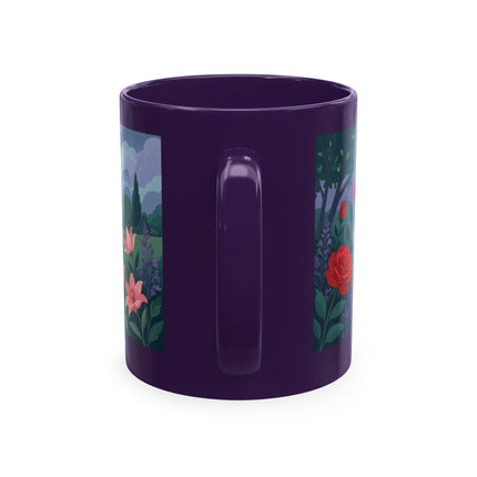 🌹💌 The Lady Blowing Kisses In The Rose Garden Ceramic Mug – Art Deco Floral Romance