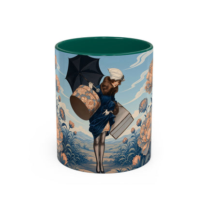 ☔🌸 The Grand Floral Journey Colorful Mug – Art Deco Travel Elegance
