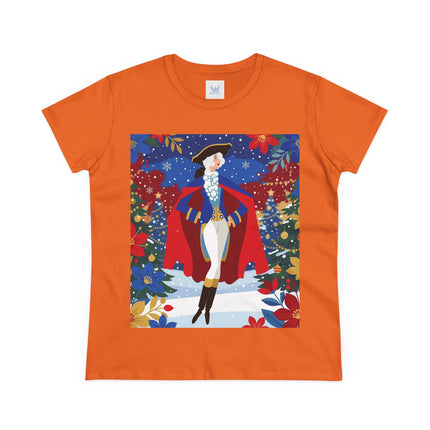 🎄🎭 The Christmas Masquerade Lady Cotton Tee – Art Deco Holiday Glamour