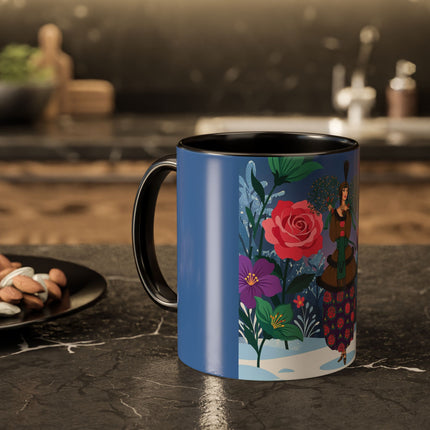 🌹❄️ The Holly Rose Of Winter Colorful Mug – Art Deco Christmas Garden