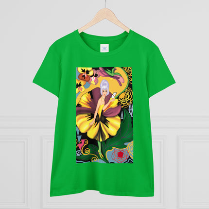 Women's Enchanted Pansy Print Midweight Cotton Tee