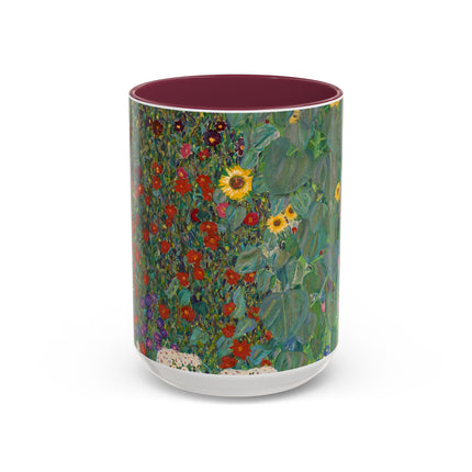 Farm Garden with Sunflowers by Gustav Klimt Colorful Mugs (11oz, 15oz)