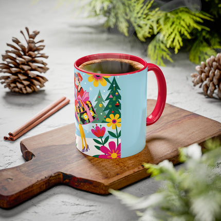 🌸🎄 Christmas In The Winter Garden Colorful Mug – Whimsical Holiday Fantasy