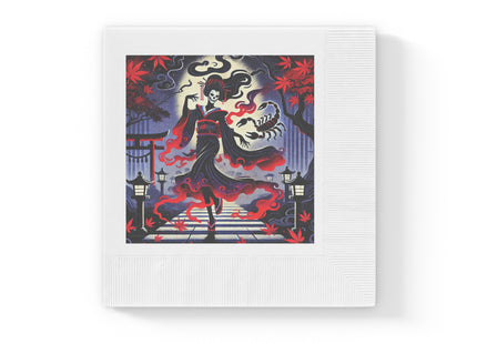 Halloween Sorceress White Coined Napkins