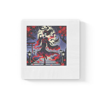 Halloween Sorceress White Coined Napkins