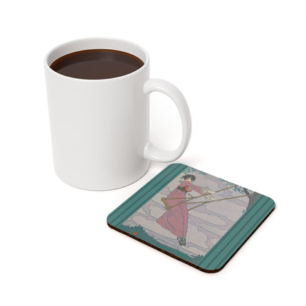 La balançoire by Georges Lepape Cork Back Coaster