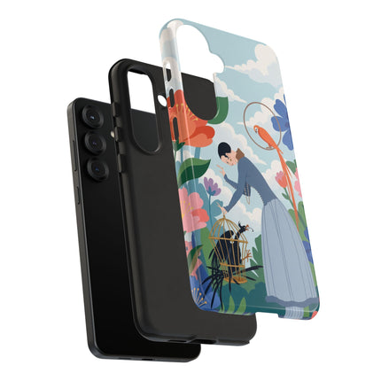 🦜🌺 The Lady Of The Garden Aviary Phone Case – Art Deco Floral Whimsy