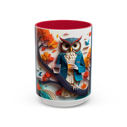 Owl at an Autumn Park Colorful Mugs (11oz, 15oz)