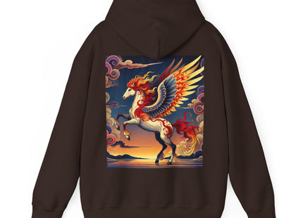 Flame-Winged Horse at Sunset – Heavy Blend™ Hooded Sweatshirt
