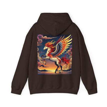 Flame-Winged Horse at Sunset – Heavy Blend™ Hooded Sweatshirt