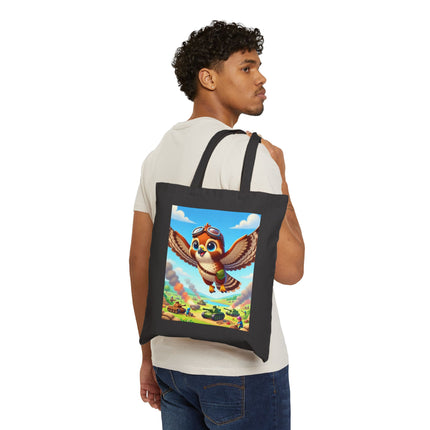 The Red-Tailed Hawk in Battle Cotton Canvas Tote Bag – Flight, Courage & High-Flying Adventure