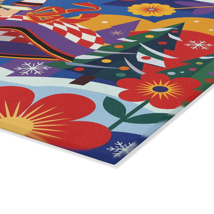 🌈❄️ The Lady Of The Kaleidoscope Snow Glass Cutting Board – Art Deco Holiday Fantasy