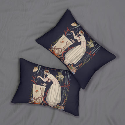 L'Etourdissant Petit Poisson (The Dazzling Little Fish) by George Barbier Spun Polyester Lumbar Pillow