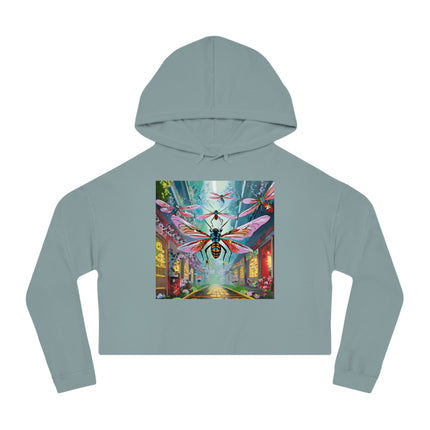 Neon Swarm Cropped Hooded Sweatshirt