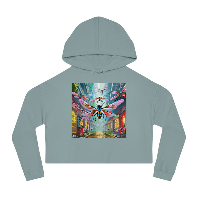 Neon Swarm Cropped Hooded Sweatshirt