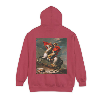 Napoleon Crossing the Alps by Jacques-Louis David Unisex Garment-Dyed Hoodie
