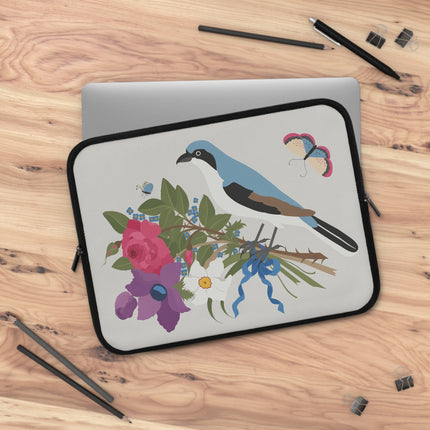 🐦🦋 Bluebird & Butterfly Laptop Sleeve – Elegant Charm & Springtime Grace