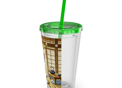 Playful Kitten in the Tea Room Sunsplash Tumbler with Straw, 16oz